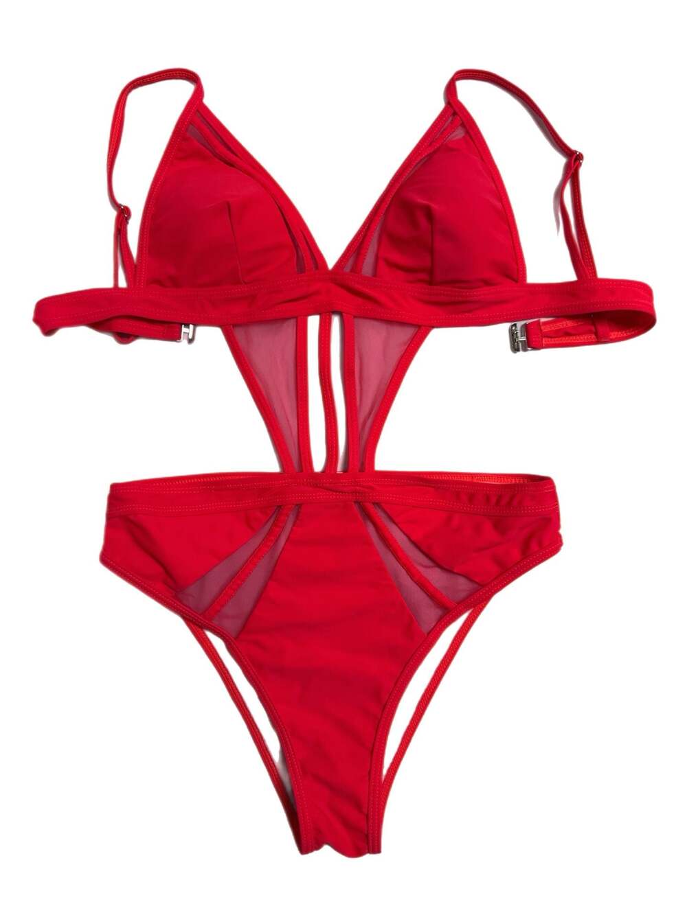 Vira Red Cutout One-Piece Swimsuit with Mesh Detailing
